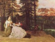 Courbet, Gustave Dame auf der Terrasse (Le dame de Francfort) oil painting reproduction